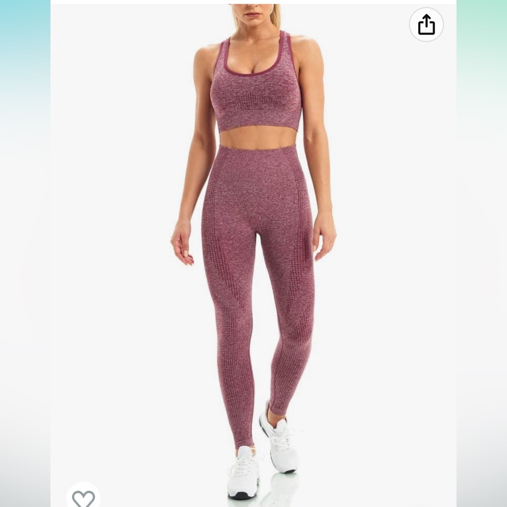 2 Piece Workout Outfits Sports Bra Seamless Leggings Yoga Gym Activewear Set